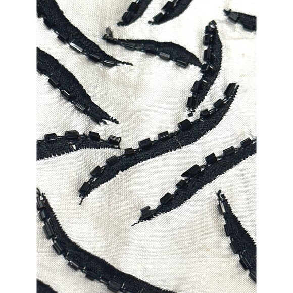 Anage Medium Black White Vintage Silk Jacket Embroidered City Chic Luxury - Picture 11 of 12